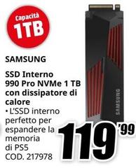 Samsung - Ssd Interno 990 Pro Nvme 1 Tb Con Dissipatore Di Calore