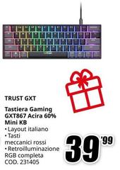 Trust - GXT Tastiera Gaming GXT867 Acira 60% Mini Kb
