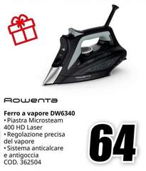 Rowenta - DW6340 Ferro a vapore Piastra Microsteam 400 HD Laser, Regolazione Precisa del vapore, Sistema anticalcare E Antigoccia E Antigoccia