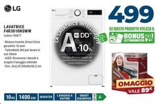 LG - F4R3010NSWW Lavatrice 10kg AI DD, Classe A-10%, 1400 Giri, Lavaggio A Vapore