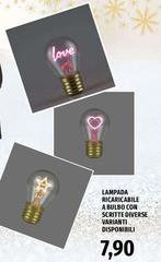 Love - Lampada Ricaricabile A Bulbo Con Scrite Diverse