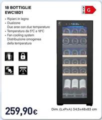 Electroline -  EWC18D Cantina Vino Cantinetta Vino Con Compressore Libera Installazione Nero 18 Bottiglia/bottiglie
