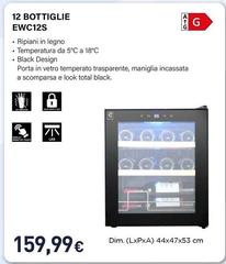 Electroline - EWC12S Cantina Vino Cantinetta Vino Con Compressore Libera Installazione Nero 12 Bottiglia/bottiglie