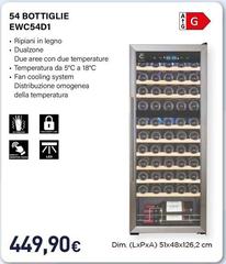 Electroline - EWC54D Cantina Vino Cantinetta Vino Con Compressore Libera Installazione Nero 54 Bottiglia/bottiglie