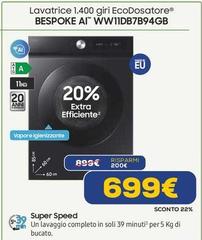 Samsung - Lavatrice 1,400 Giri Ecodosatore Bespoke AI WW11DB7B94GB