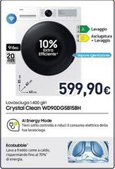 Samsung - Lavasciuga 1.400 Giri Crystal Clean WD90DG5B15BH