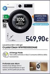 Samsung - Lavatrice Slim 1.400 Giri Crystal Clean WW90DG5G34AE