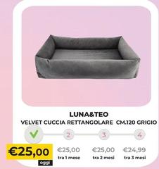 Velvet Cuccia Rettangolare Cm.120 Grigio
