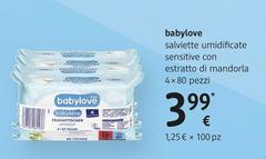 Babylove -  Salviette Umidificate Sensitive Con Estratto Di Mandorla 4 × 80 Pezzi