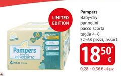 Pampers - Baby-Dry Pannolini Pacco Scorta Taglia 4 - 6 52 - 68 Pezzi, Assort.