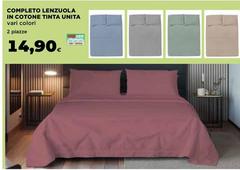 Completo Lenzuola In Cotone Tinta Unita