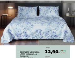 Completo Lenzuola Letto In Flanella Chiaccio