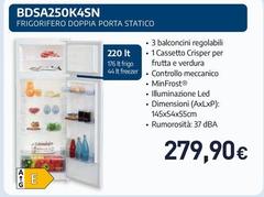 Beko - Frigorifero Doppia Porta Statico BDSA250K4SN