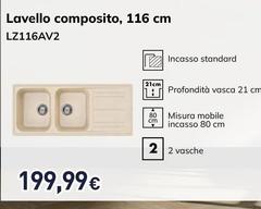 Smeg - Lavello Composito, 116 Cm LZ116AV2