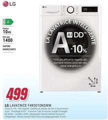 LG - F4R3010NSWW Lavatrice 10kg AI DD, Classe A-10%, 1400 giri, Vapore