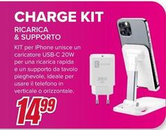 Rapida - Kit Per Iphone Unisce Un Caricatore Usb-c 20w Per Una Ricarica  E Un Supporto Da Tavolo