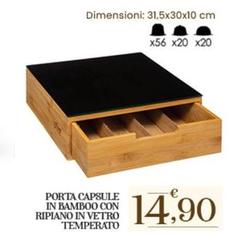 Capsule - Porta  In Bamboo Con Ripiano In Vetro Temperato