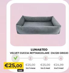 Luna&Teo - Velvet Cuccia Rettangolare Grigio