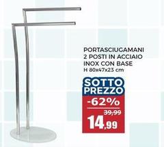 Portasciugamani 2 Posti In Acciaio Inox Con Base