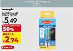 Bennet - Lampadina A Led Goccia 75W E27