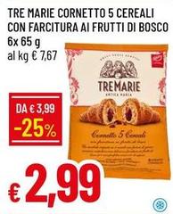 Tre Marie - Cornetto 5 Cereali Con Farcitura Ai Frutti Di Bosco