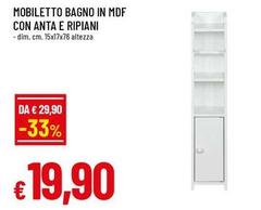 Mobiletto Bagno In Mdf Con Anta E Ripiani
