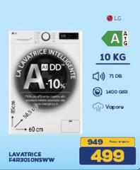 LG - F4R3010NSWW Lavatrice 10kg AI DD, Classe A-10%, 1400 giri, Vapore