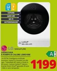 LG - SIGNATURE LSWD100E Lavasciuga 12/7kg AI DD, Classe A, Pompa Di Calore, 1600 Giri