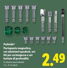 Parkside - Portapunte Magnetico, Set Adattatori Quadrati, Set Bit Per Cartongesso O Set Battute Di Profondita
