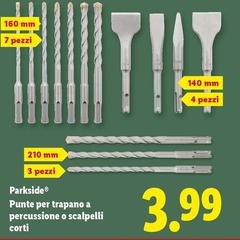 Parkside - Punte Per Trapano A Percussione O Scalpelli Corti