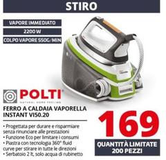 Polti - Vaporella Instant VI50.20 2400 W 2 L Alluminio Verde, Grigio, Bianco