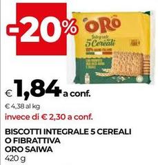 Saiwa - Biscotti Integrale 5 Cereali O Fibrattiva Oro