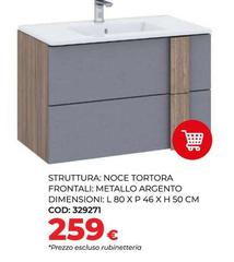 Tortora - Struttura: Noce  Frontali: Metallo Argento Dimension! L 80 X P 46 X H 50 Cm