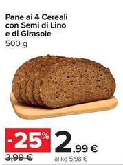 Semi - Pane Ai 4 Cereali Con  Di Lino E Di Girasole