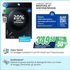 WW11DB7B94GB Lavatrice Caricamento Frontale 7 Kg 1000 Giri/min D Bianco