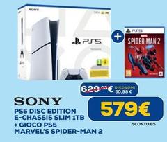Sony - Ps5 Disc Edition E-Chassis Slim 1tb + Gioco Ps5 Marvel's Spider-man 2