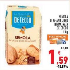 De Cecco - Semola Di Grano Duro Rimacinata