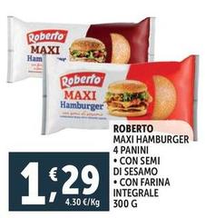Roberto - Maxi Hamburger 4 Panini Con Semi Di Sesamo/Con Farina Integrale
