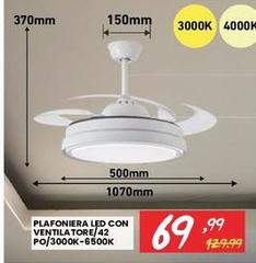 Plafoniera Led Con Ventilatore/42 PO/3000k-6500k