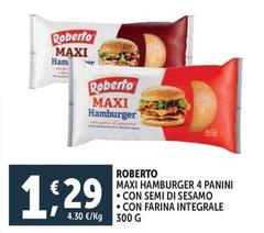 Roberto - Maxi Hamburger 4 Panini Con Semi Di Sesamo/Con Farina Integrale
