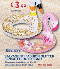 Bestway - Salvagenti Fashion Glitter Fenicottero E Cigno