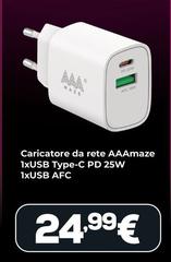 Aia - Caricatore Da Rete Aaamaze 1xusb Type-C Pd 25w 1xusb Afc