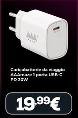 Maze - Caricabatterie Da Viaggio Aaamaze 1 Porta Usb-c Pd 20w