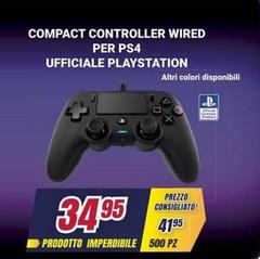 Compact Controller Wired Per Ps4 Ufficiale Playstation