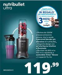 Nutribullet - NB1206DGCC Frullatore 0,9 L Frullatore Da Tavolo 1200 W Nero, Trasparente