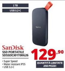 Sandisk - SDSSDE30-1T00-G26 Unità Esterna A Stato Solido 1 TB USB Tipo-C 3.2 Gen 2 (3.1 Gen 2) Nero