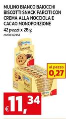 Mulino Bianco - , Baiocchi Biscotti Snack Farciti Con Crema Alla Nocciola E Cacao Monoporzione
