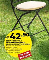 Sedia Pieghevole Con Decoro Mosaico In Ceramica Fatto A Mano