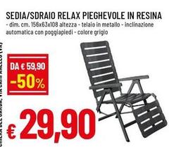 Sedia/Sdraio Relax Pieghevole In Resina