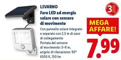 Livarno - Faro LED Ad Energia Solare Con Sensore Di Movimento 